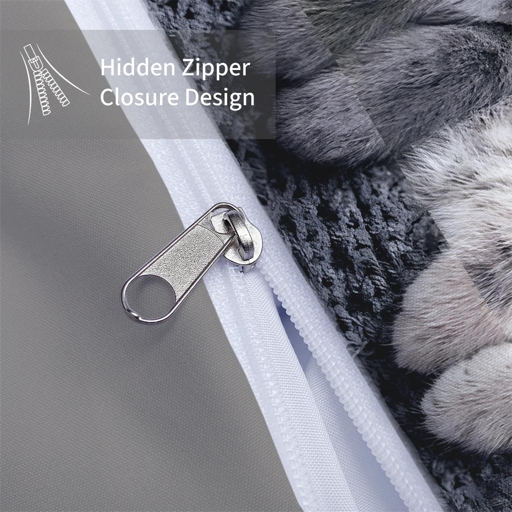 3pcs Couple Style Cute Cat Print 1quilt Cover + 2 Pillowcases, Skin-friendly, Warm, Breathable and Machine Washable, Bedding Set
