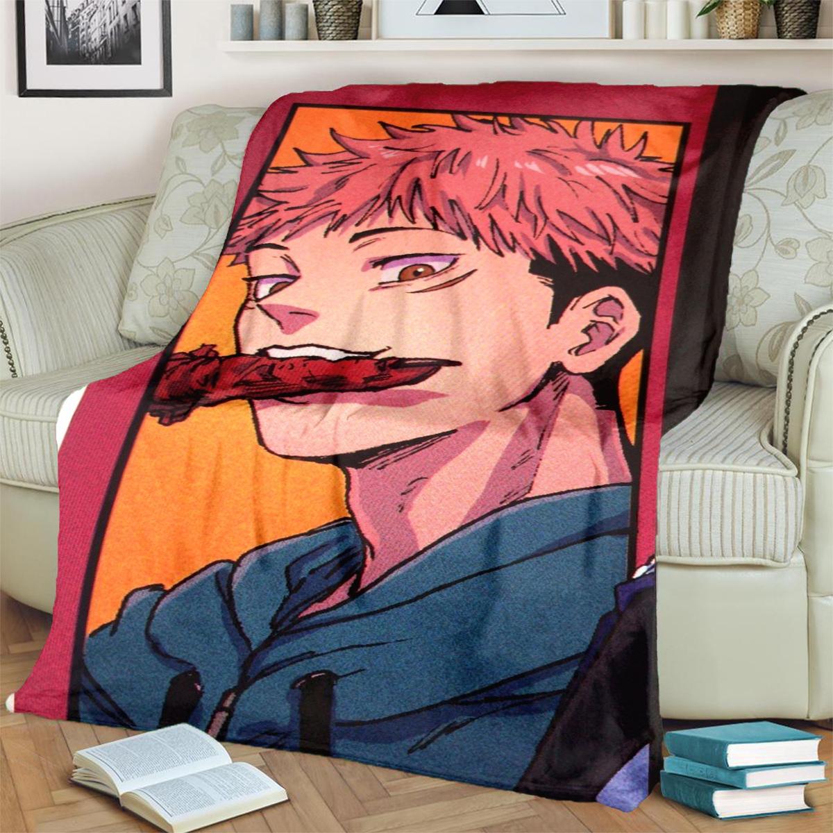 

Comfortable Jujutsu Kaisen Flannel Print Blanket for Bedrooms, Sofas, Beds, Chairs, Picnics, Travel 75x90cm