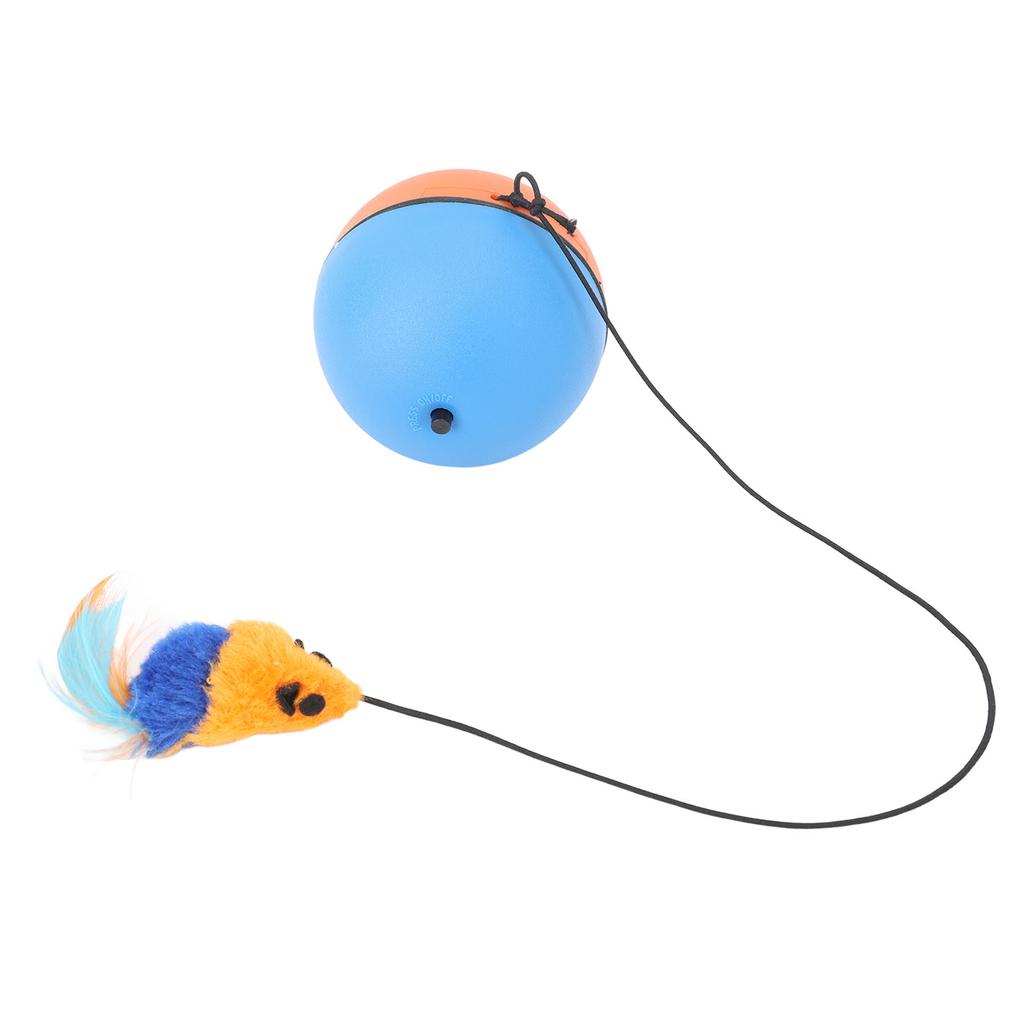 Cat Automatic Moving Ball with Plush Feather Pendant Intelligent Sensor Self Rotating Cat Toy Blue