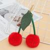 Women's Cherry Plush Keychain: Fur Ball Bag Charm for Car, Suitcase, or Purse