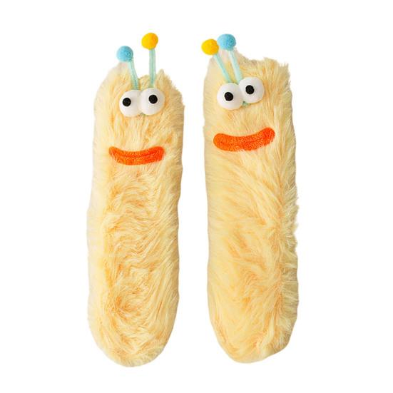 Urocze Puszyste Skarpety Przytulne Ciepłe Miękkie Skarpety z Dużymi Oczami Długowłose Zabawne