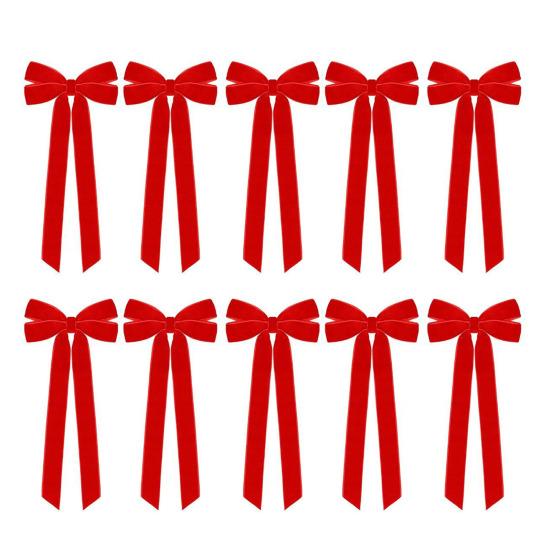 

10 шт. Бархатные рождественские банты 5 X 10 Винтажные банты из ленты Украшения для рождественской елки Деревенские поделки Подарочные банты для дерева Венка Гирлянды Праздничный декор 10 Pcs