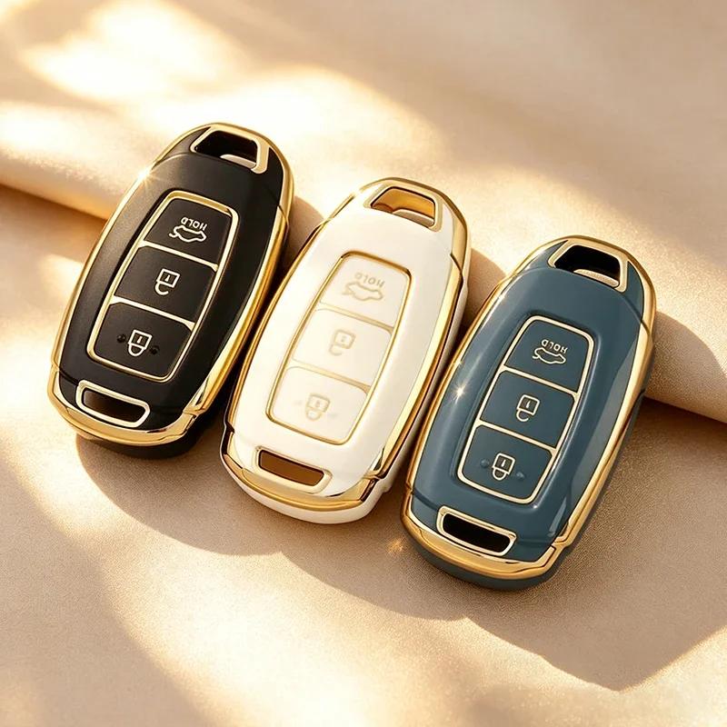 3 Buttons Tpu Car Key Case For Hyundai Palisade Grandeur Azera Elantra Gt Kona Remote Fob Protector Cover Accessories