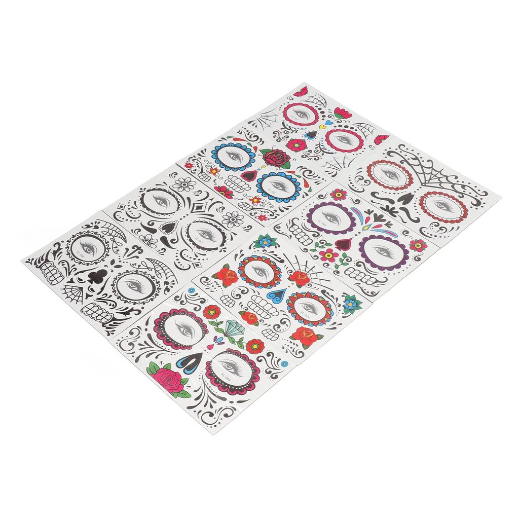 8 Sheet Halloween Face Makeup Tattoo Sticker Water Transfer Temporary Face Tattoo Sticker Set
