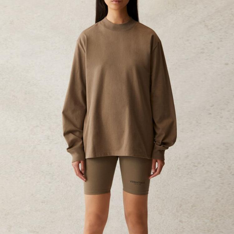Fear of God Essentials SS21 Lange Mouw T-shirt Unisex Tops Taupe FOG-SS21-558