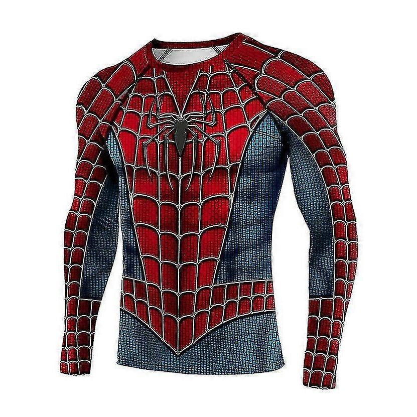 Maglietta da Uomo a Maniche Lunghe e Corte da Allenamento Sportivo Aderente Spider Man