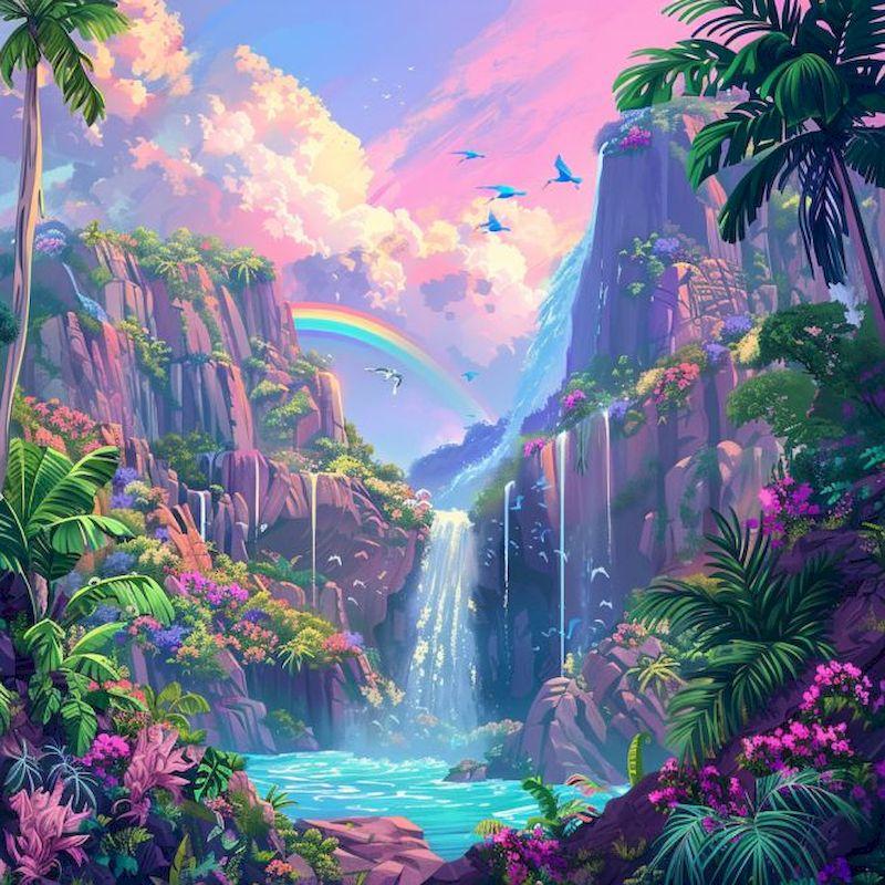 

CHENISTORY Diamond Painting Landscape Rhinestones Diamond Embroidery Cross Stitch Kit waterfall Scenery Home Decoration Full Round 25x25cm