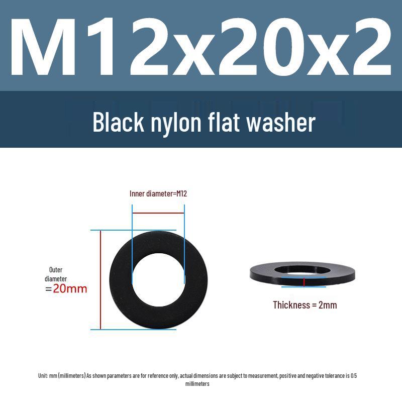 Yigu High-Temperature Insulated Black Nylon Flat Washer (M2, M3, M10, M16, M24)