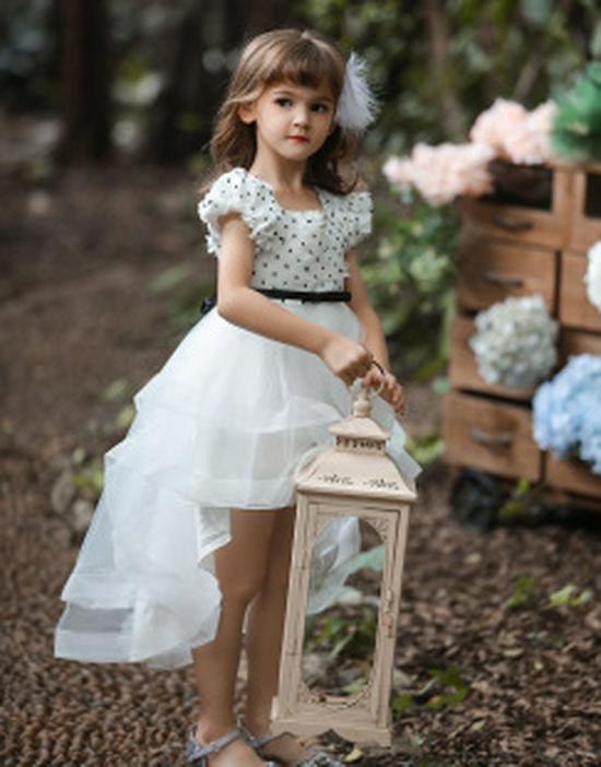 Girls' Cross-Border Formal Princess Train Dress with Lace - New Evening Performance Costume