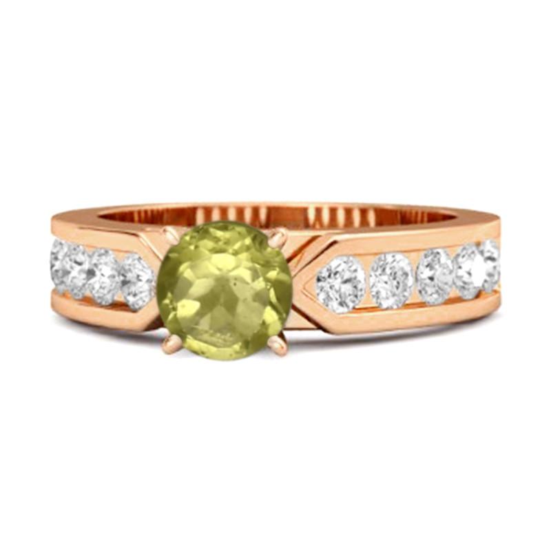

Peridot Round Solitaire Statement Ring - Sterling Silver Rose Gold Vermeil 12 рожевий колір золота