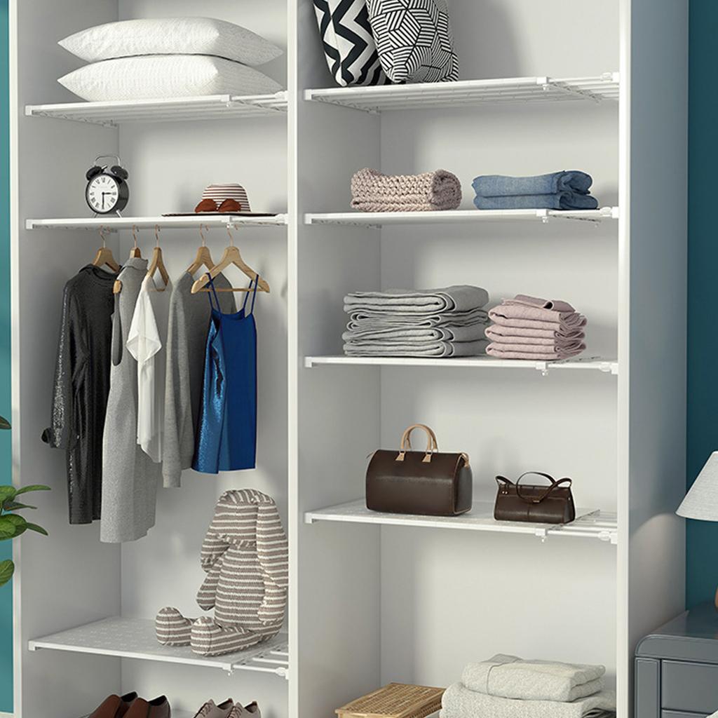 2Pcs Expandable Partition Wardrobe Dividers Punch-freeCloset Tiered Shelf for Handbag Clothes Cabinet Space Separation Partition