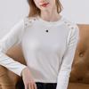 Button Design Imitation Cashmere Bottoming Shirt Women's Round Neck Summer Wear New Women's Wear Slim T-shirt Women's Top