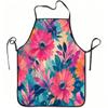 1pc Colorful Abstract Floral Print Apron, Durable And Easy To Clean, Adjustable Waistband, Polyester Material, for Kitchen Cooking, Gardening, Orchard