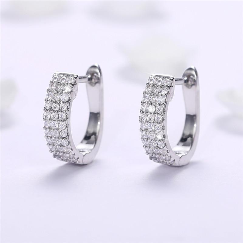 Huitan Dainty U Shaped Hoop Earrings for Women  Color Circle Earring with Crystal CZ Stone Simple Stylish Female Jewelry