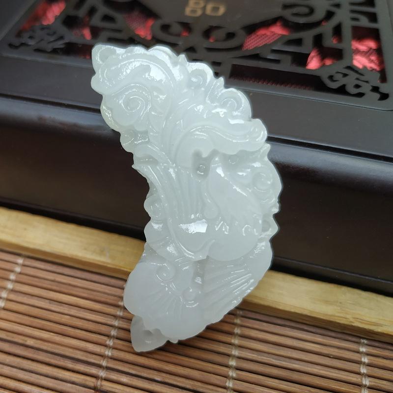 New Afghan White Jade Dragon and Phoenix Pendant Child Pair Wear Jade Pendant Brand Car Hanging Accessories Exhibition Gift