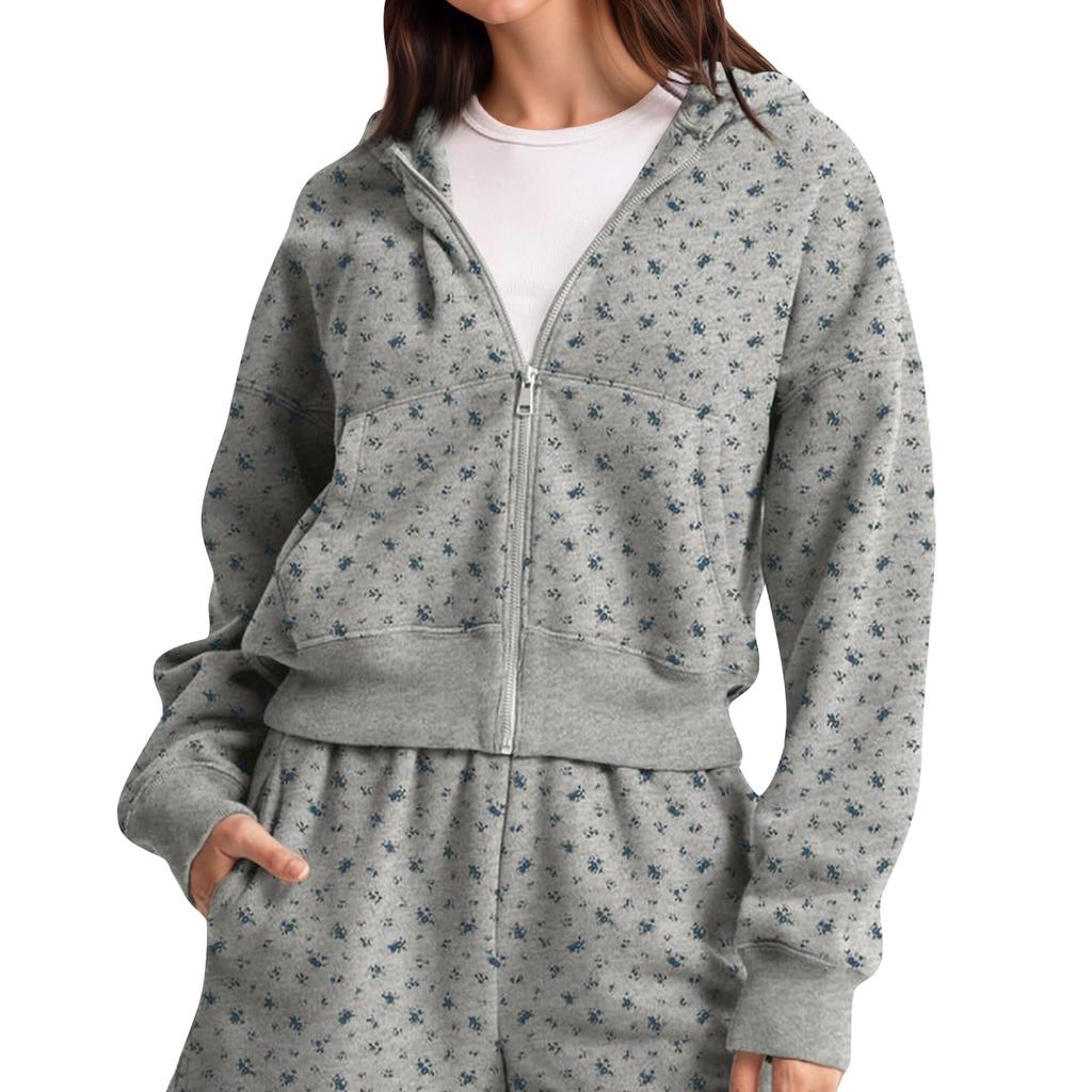 Women's Fashion Zipper Hoodie Long Sleeve Hooded Pullover Sweatshirt Casual Color Tops With Pockets