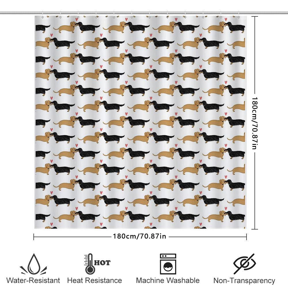 Dackel Hund Duschvorhang Niedliches Würstchenhund Muster Badezimmer Dekoration Hundeliebhaber Geschenk Lustiger Haustier Duschvorhang Vintage Stil