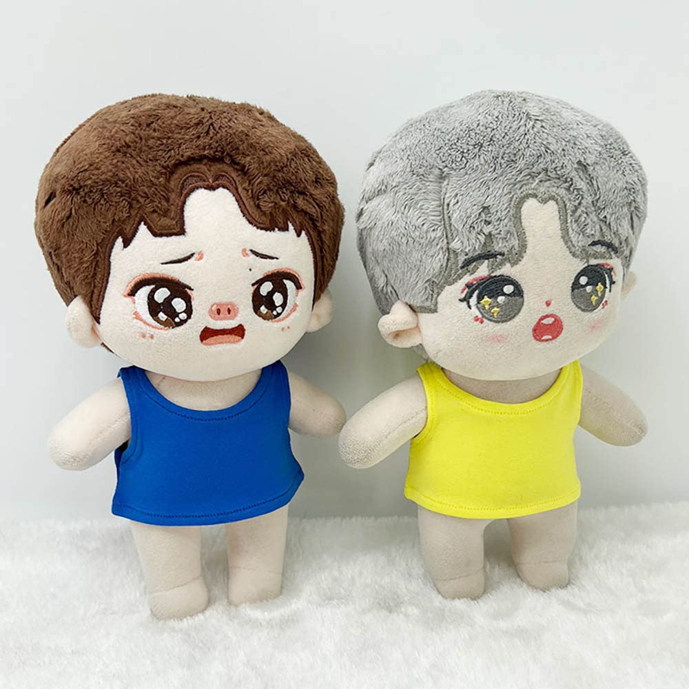 Niannyyhouse 20cm Plush Clothes, Vest X 2, Cotton Doll Clothes, Vest, Dress-Up (Yellow+Gray, 20cm)