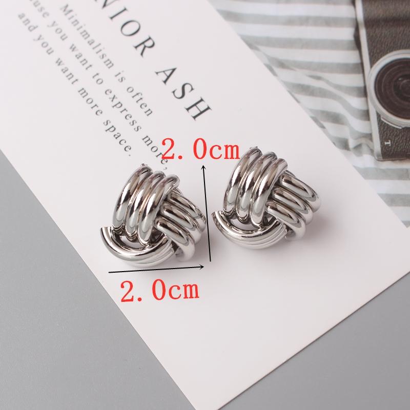 Orecchini a Bottone Rock Intrecciati per Donna Statement Europeo Nodo Metallico Liscio Orecchino Minimalista Gioielli da Festa Ingrosso Regalo Ragazza