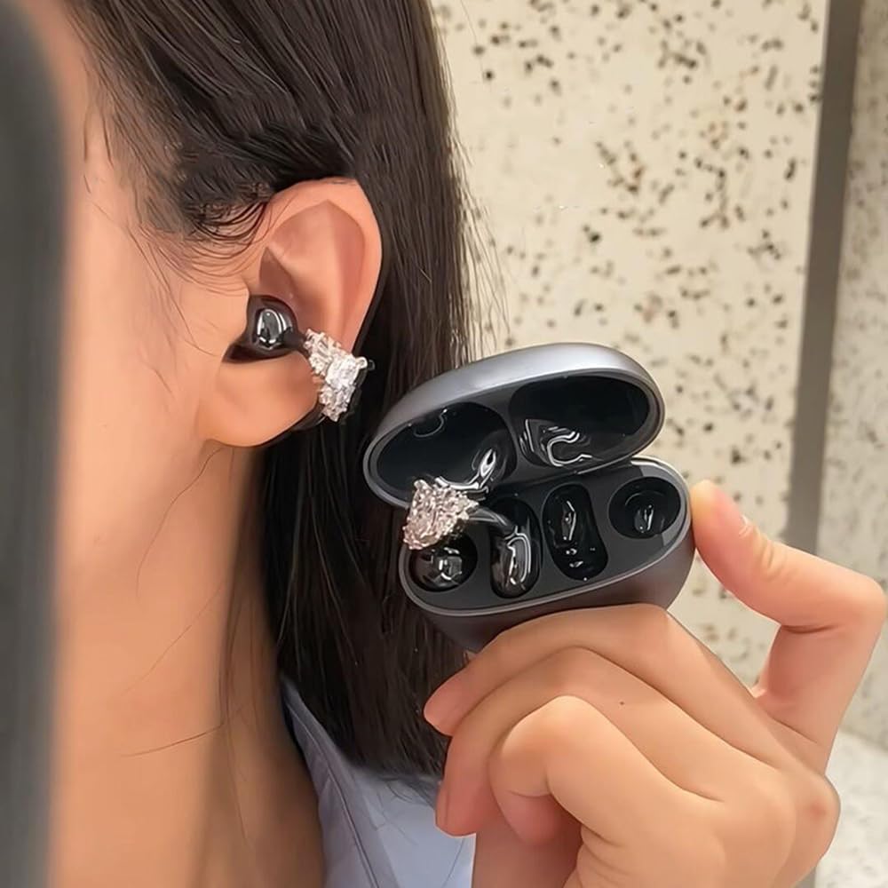 Earphone Clips with Zirconia Decoration and Rhinestones for Elegant Quick Multifunctional Durable and Lightweight Perfect for Sports and Set of 2 Not
