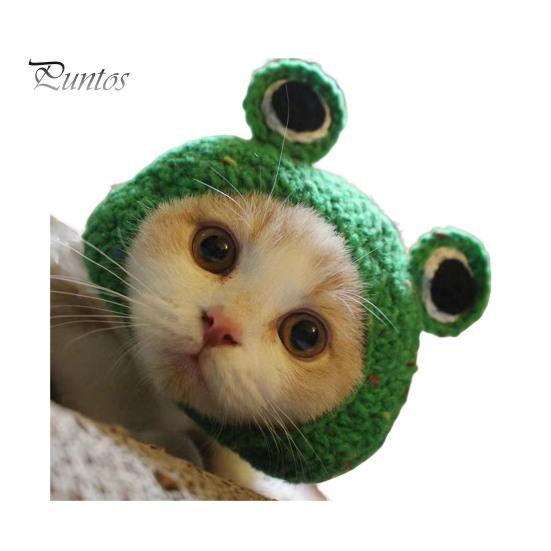 

Вязаная шапка для питомца, связанная крючком вручную, аксессуар для костюма бога богатства лягушки, теплая зимняя шапка для питомца для маленьких кошек и собак S