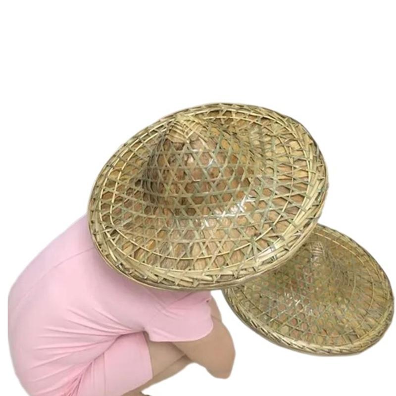 Bamboo Hat Asian Hat Chinese Hat Conical Hat Rice Farmer Hats HandWoven Adult Travel Straw Hat Coolies Hat