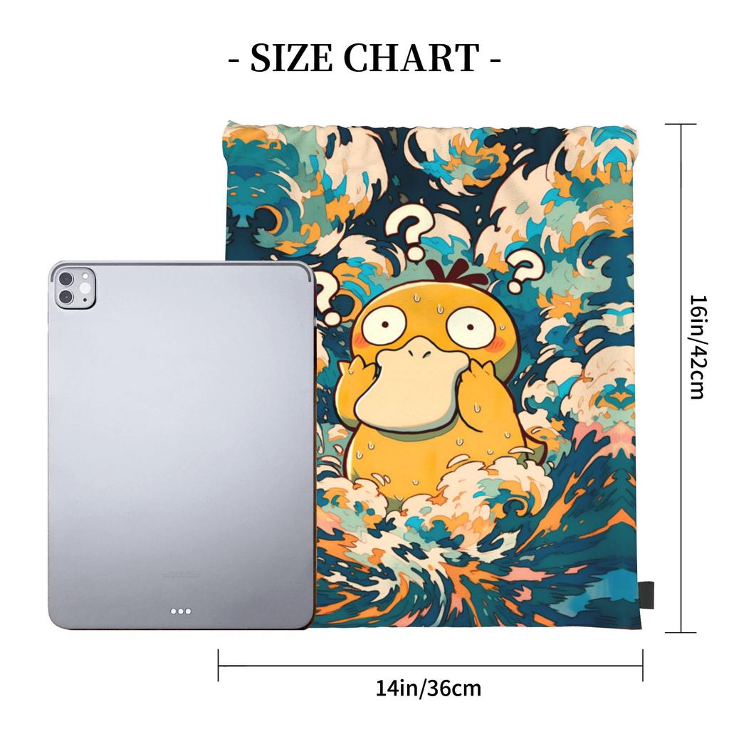 Custom P-Psyducks Drawstring Backpack Women Men Gym Sport Sackpack Portable Manga Shopping Bag Sack