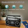 Boombox Estilo Retrô Anos 80 com Toca-Fitas Embutido, Suporte a Bluetooth, USB e Cartão SD, Rádio AM/FM/SW1/SW2, Estéreo de 24W e Alto-falantes Duplos (WTB-73