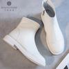 Spring and Autumn Side Zipper Versatile Internet Celebrity Thick Heel Single Boots British Style Martin Boots Flat Short Boots Women