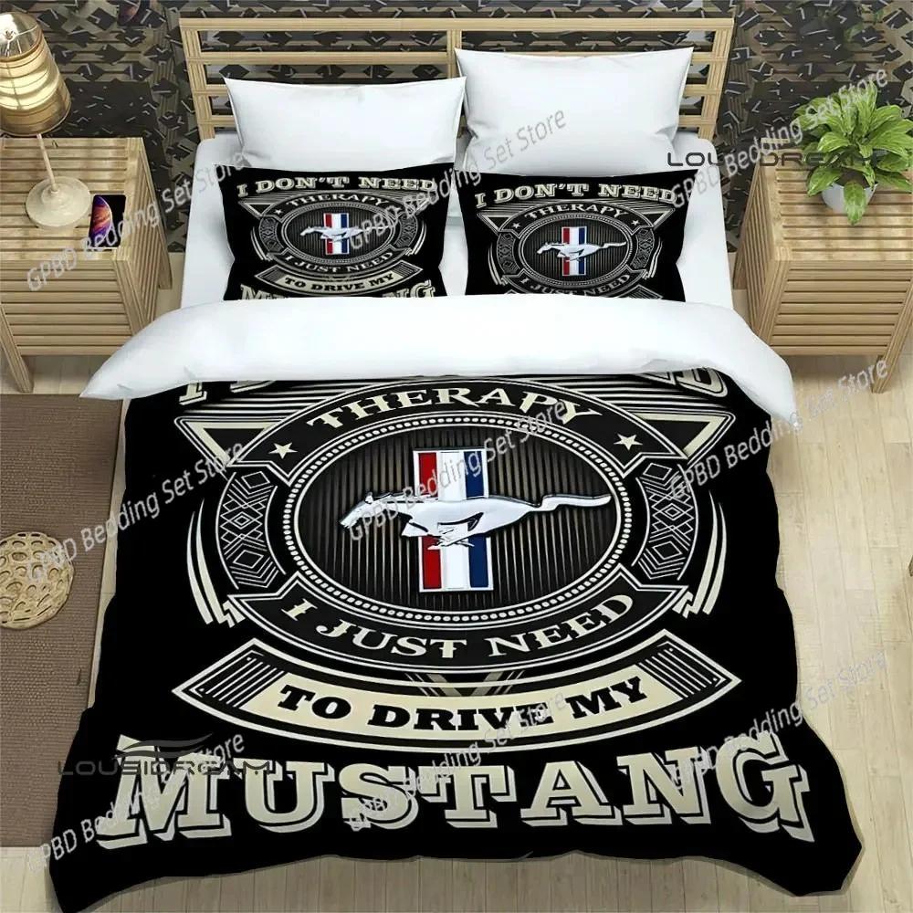 Mustang Car Logo Comfortable Duvet Quilt Cover Pillowcase Bedding Set Children Bedroom Decoration Home Textile
