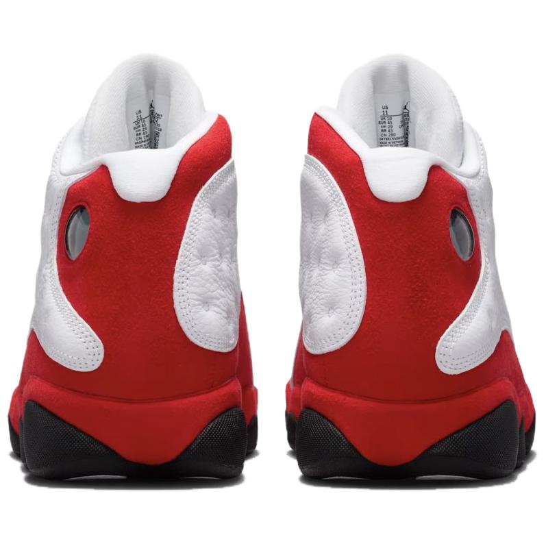 Jordan Air Jordan 13 Slip Resistant Abrasion Resistant Mid Top Vintage Basketball Shoes Unisex White Red 414571-102