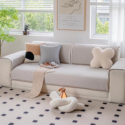 Cuscino per Divano Estivo Antiscivolo Monocolore Tappetino in Seta di Ghiaccio Semplice Moderno Stile Crema Cuscino Estivo Copridivano Copertura