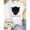 Zwarte Panter Patroon T-shirt Lente en Zomer Casual Ronde Hals Korte Mouw Top voor Dames