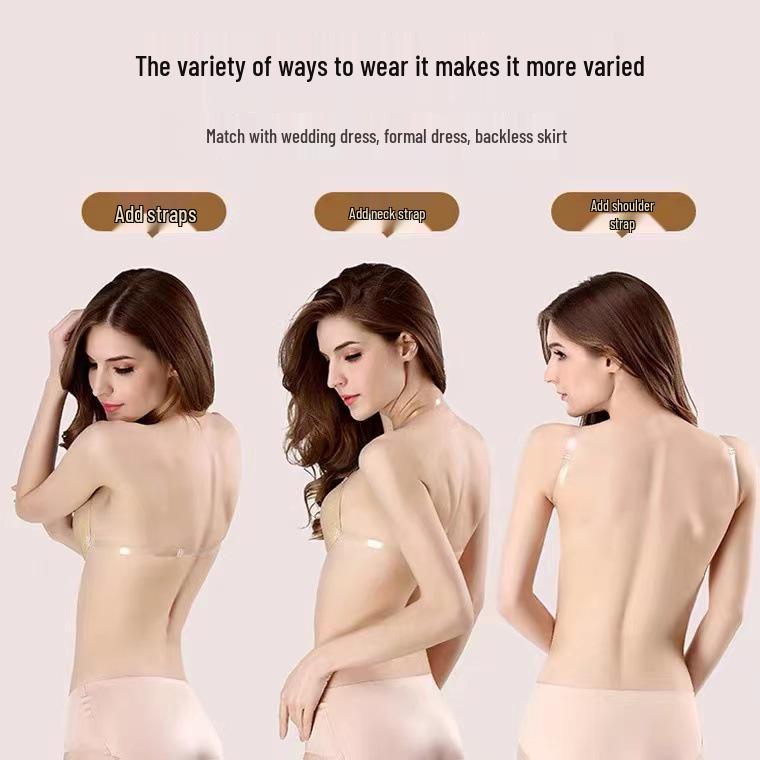 Invisible Silicone Breast Stickers with Straps for Wedding and Evening Dresses