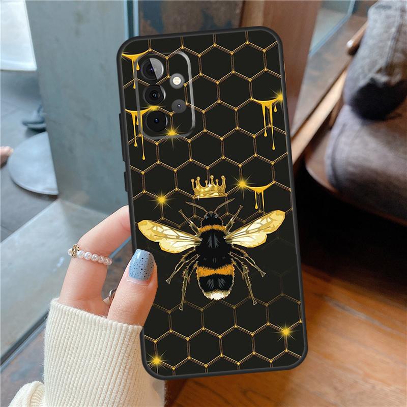 Bee Art Print Cute Cartoon Floral Case For Samsung Galaxy A54 A34 A14 A15 A13 A53 A16 A26 A36 A56 A12 A22 A32 A52 A06 A35 A55
