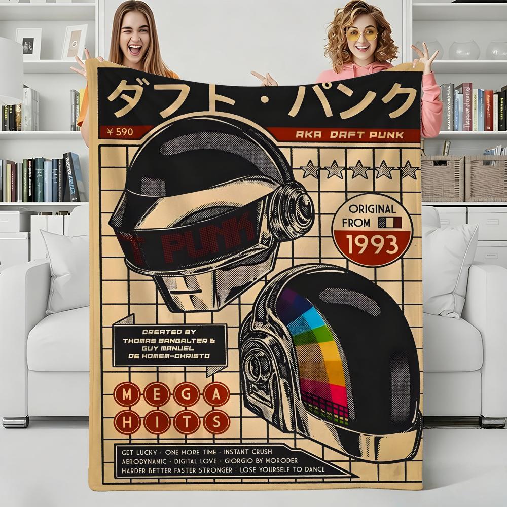 Musik D-Daft Punk Wurf Flanelldecke Perfekt für Sofa Büro Bett Reisen Schlafen Lesen Entspannen Camping Ganzjahresnutzung
