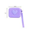 Cute 3D Heart Shaped Silicone Coin Purse Lightweight Portable Wrist Strap for Key Earphone Lipstick Woman Gift