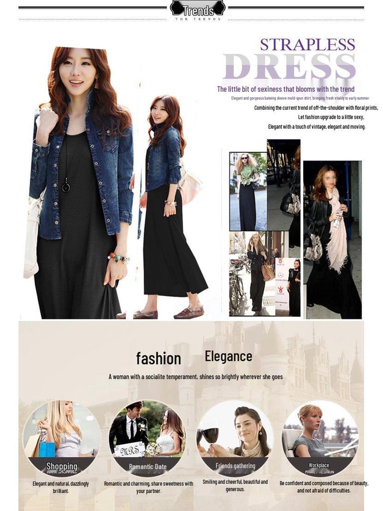 Women's Plus Size Spaghetti Strap Loose Modal Long Beach Dress