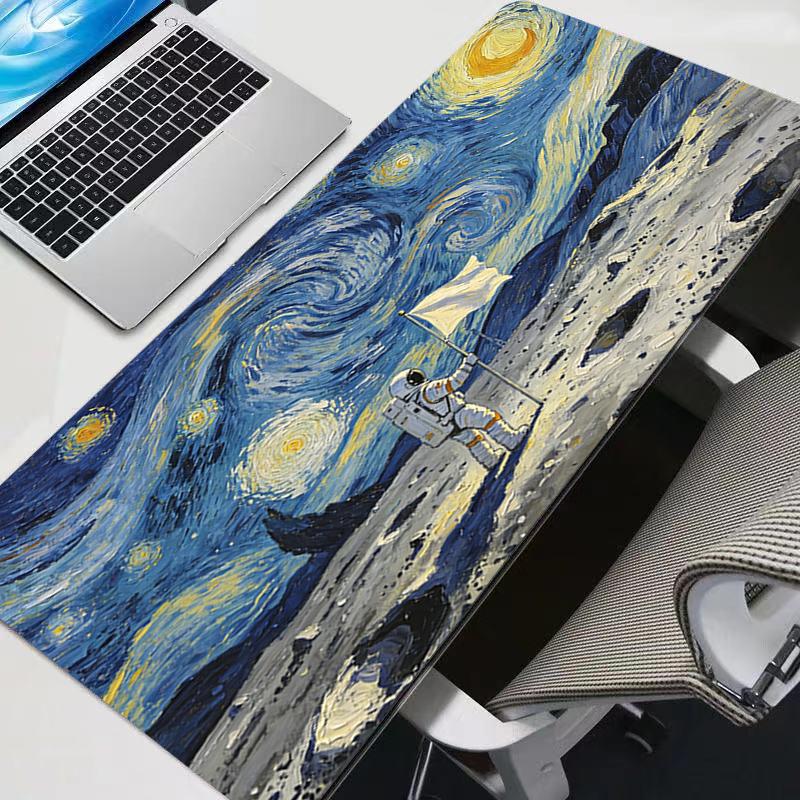 Large Mouse Pad Oil Painting Style Office Desk Mats Gaming Accessories Artistic Style Astronaut MousePads Game Laptop Desk Mat