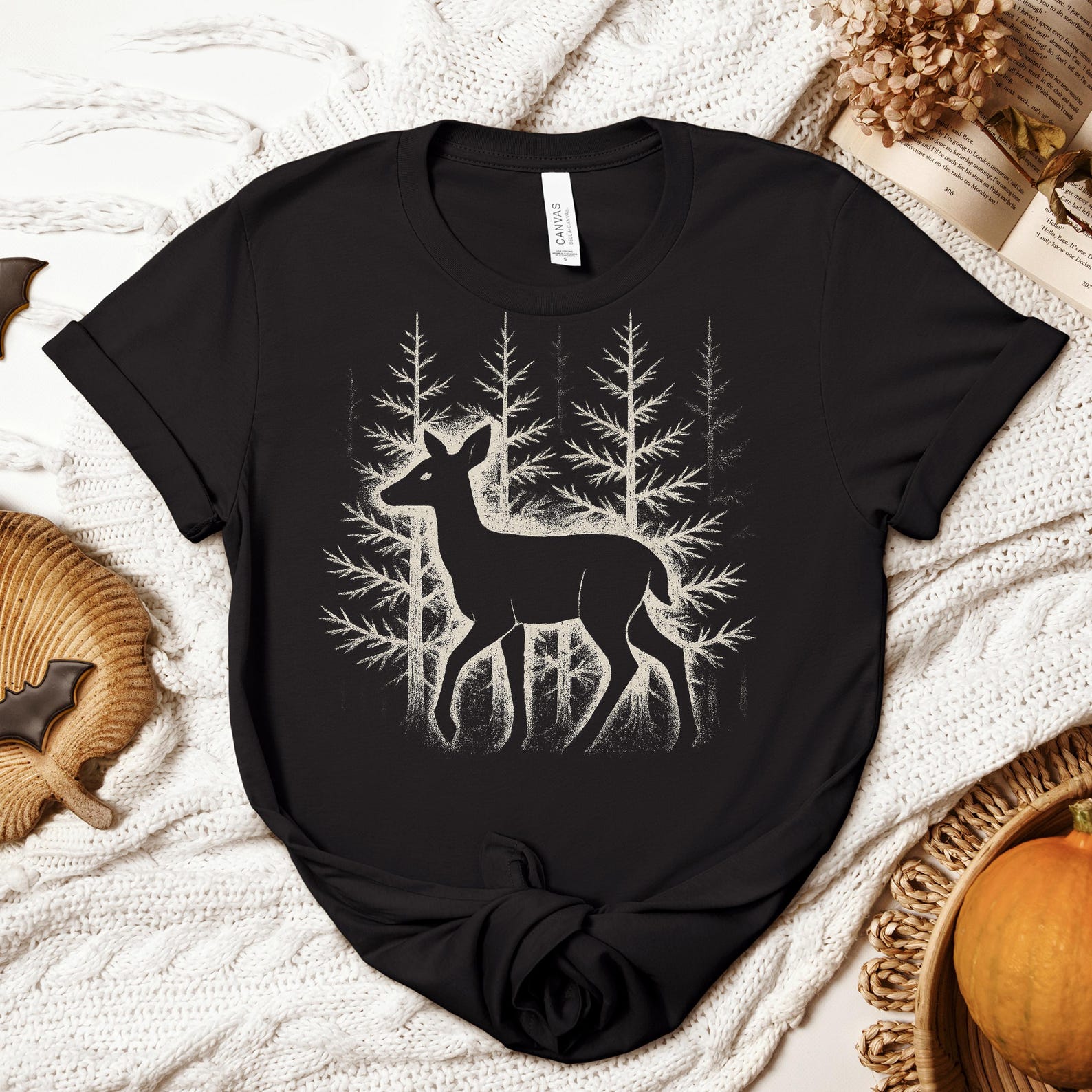 Deer Shirt Forest Graphic Tee Woodland Nature Lover T-Shirt 4XL