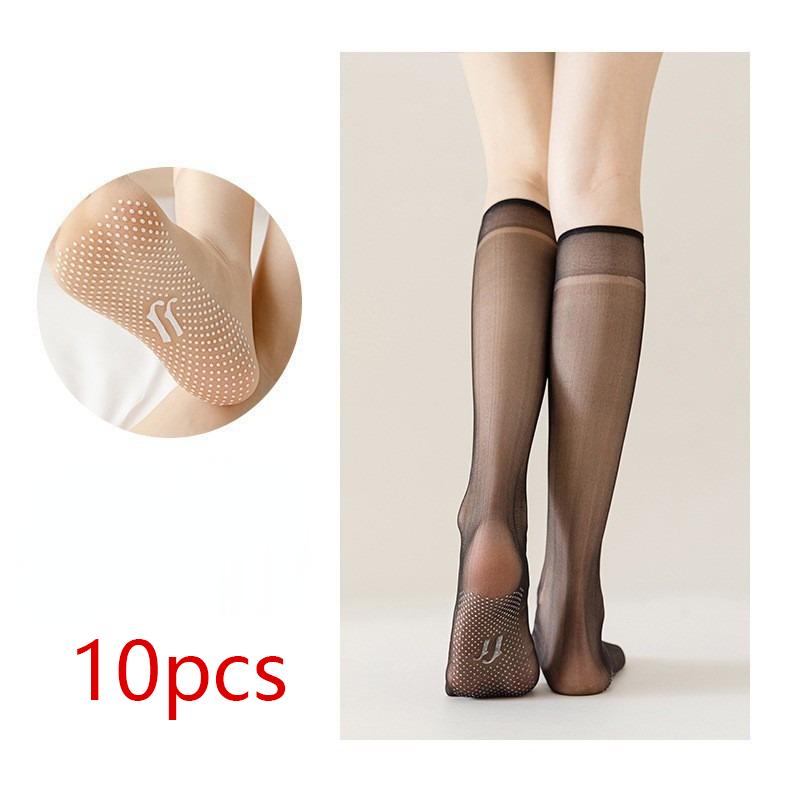 10PCS/Lot Women's Ultra-thin Socks Female Summer Breathable Long Sock Silk Sheer Tights Elastic Transparent Solid Color Stocking