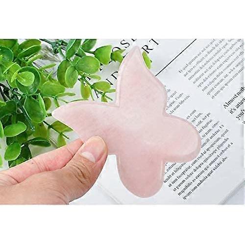 (Butterfly Shape)Rose Quartz Jade Roller Real Jade Gua Sha Board Mushroom Massager Face Lifting Tool Facial Guasha Massage tool