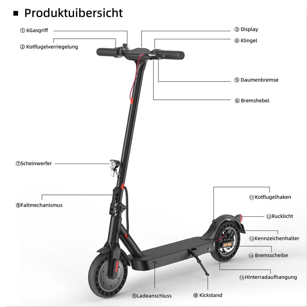 ABE E9TMAX Electric Scooter 500W Motor 10Ah, 10'' Honeycomb Tires Front Drive Rear Suspension, Max Speed 20KM/H 35-40KM Range Adult Electric Scooters