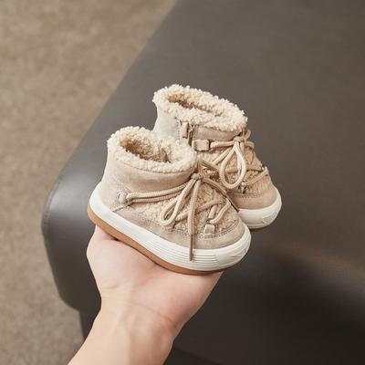 Baby Cotton Shoes Winter Baby Toddler Shoes Boys and Children Piled Thickened Snow Boots Women's High-top Warm Shoes