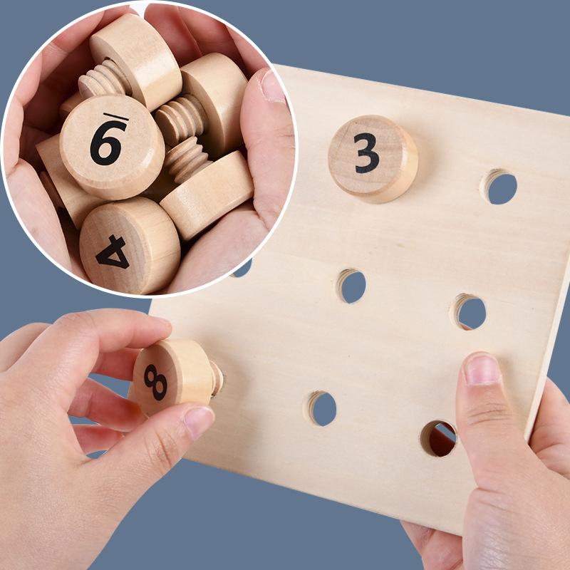 Wooden Tighten The Screws Matching Challenge Table Game Montessori Color Number Cognition Pairing Puzzle Educational Toy Gifts