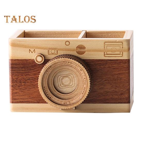 

Держатель для ручек в форме камеры Органайзер для ручек Настольный декор Деревянная подставка для ручек Ручки Кисти Очки Многофункциональный держатель B