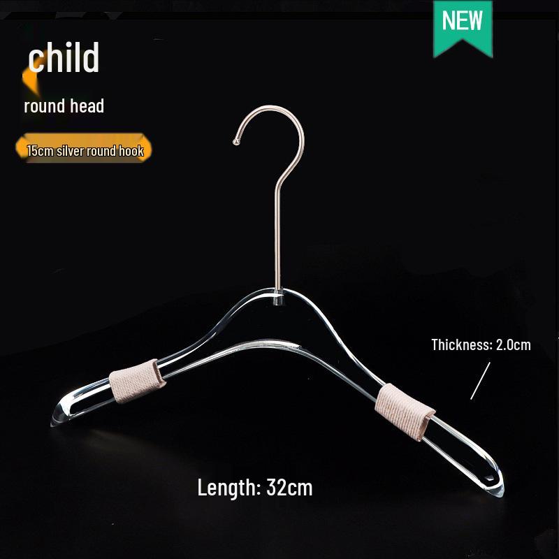 Acrylic Non-slip Clothing Hanger with Pant Clips for Men, Women, and Children - Transparent Plastic with Logo