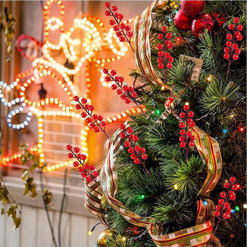 10Pcs Christmas Decoration Artificial Red Berries Xmas Tree Ornament DIY Wreath for Home Decor Navidad New Year Gift Accessories