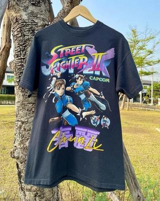 Seltenes Street Fighter II Grafik Basic Schwarzes Grafik-T-Shirt Nachdruck S-5XL Unisex-T-Shirt
