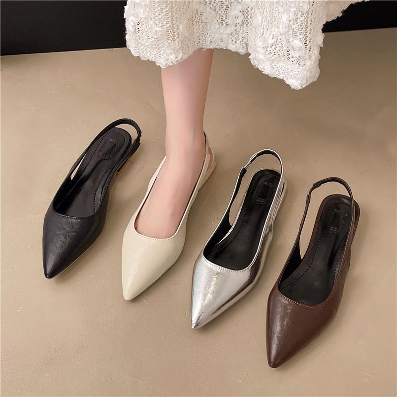 Fashion Luxury Elegant Fashion Patent Leather Pointed Toe Women Pumps Elegant Low Heels Sandals Casual Dress Street Style Shoes